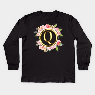 Letter Q Shirt Alphabet Letter Q Different Colors Kids Long Sleeve T-Shirt